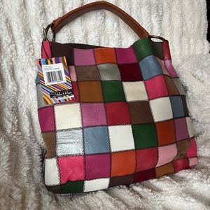 NWT Stella & Max Genuine Leather Patchwork Bag